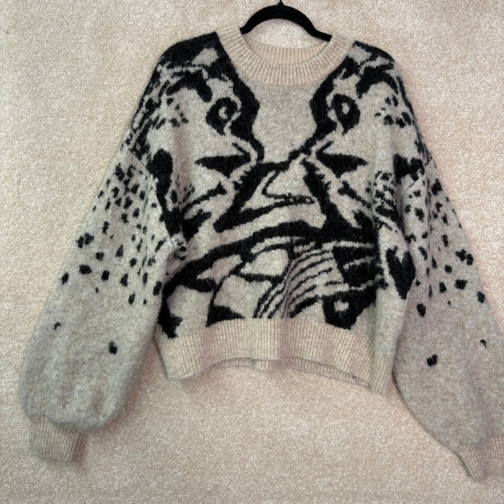 & OTHER STORIES Sweater Women's Large Alpaca Wool Jacquard Knit Pullover - Picture 2 of 11